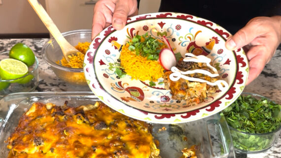 A plate of beef enchiladas.