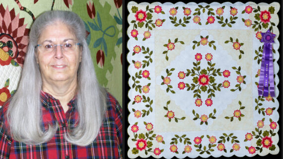 Barbara Clem and her quilt, 